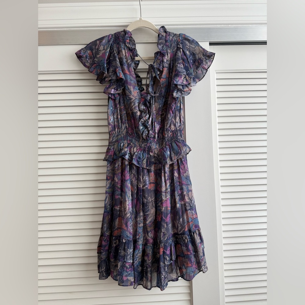 Rebecca Taylor Purple and Blue Ruffled Mini Dress